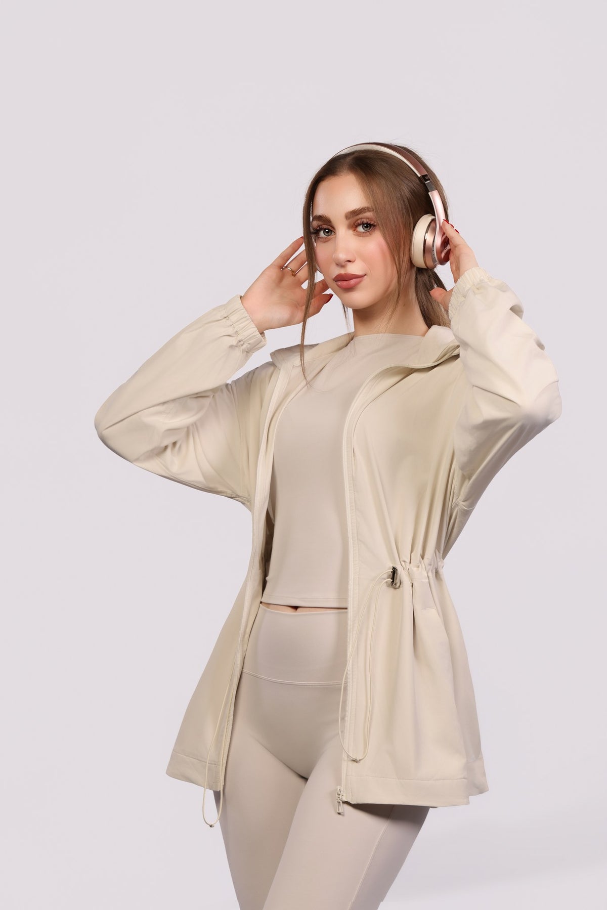 Ease Jacket — Cream, front open