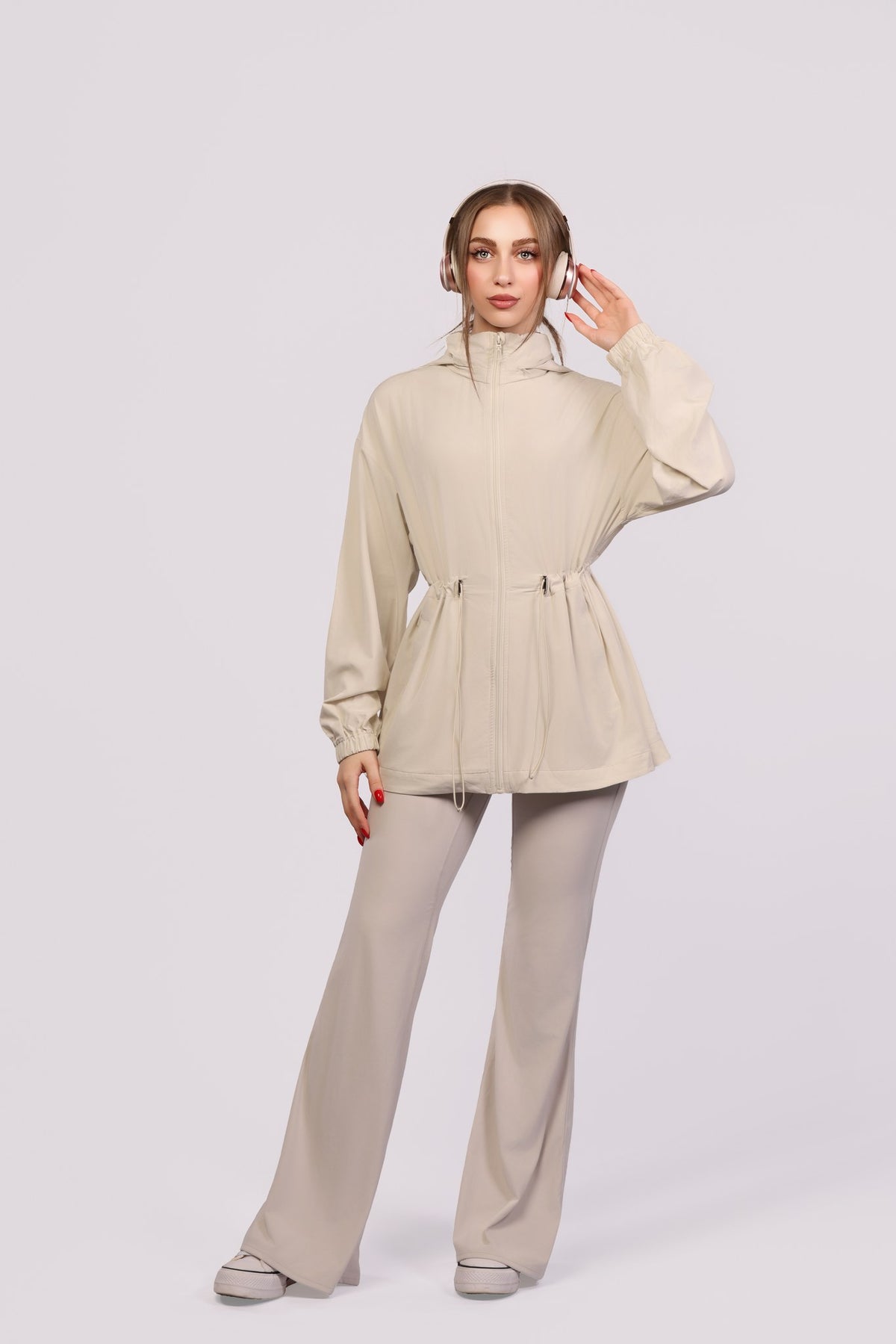 Ease Jacket — Cream, full length